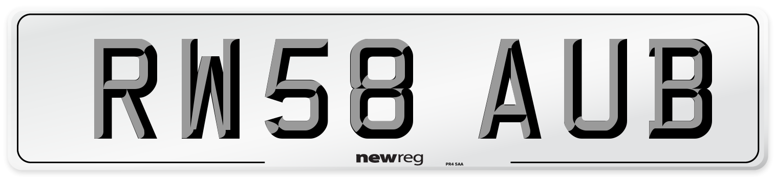 RW58 AUB Number Plate from New Reg